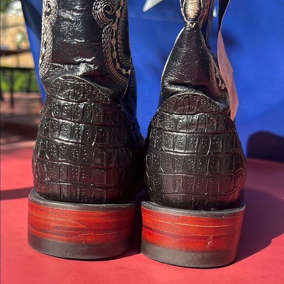 Ferrini Western Boots Mens Cowboy Caiman Gator Print Black 40393-04 Size 8D NWT - Picture 8 of 16